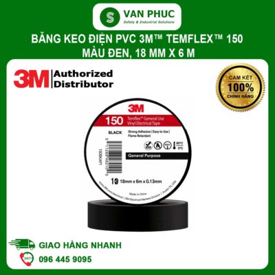 Băng Keo Điện PVC 3M™ Temflex™ 150, Màu Đen, 18 mm x 6 m