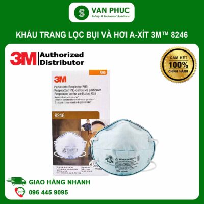 KHẨU TRANG LỌC BỤI VÀ HƠI A-XÍT 3M™ 8246, TIÊU CHUẨN P2, R95 NIOSH