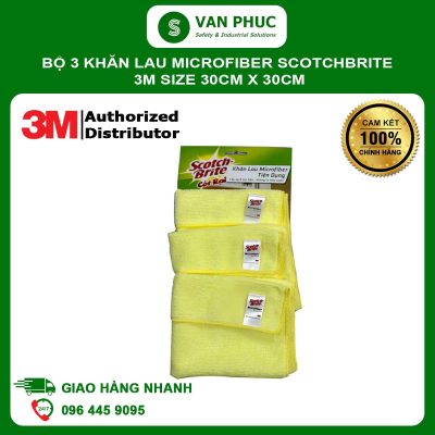 Bộ 3 khăn lau microfiber scotchbrite 3M size 30cm x 30cm