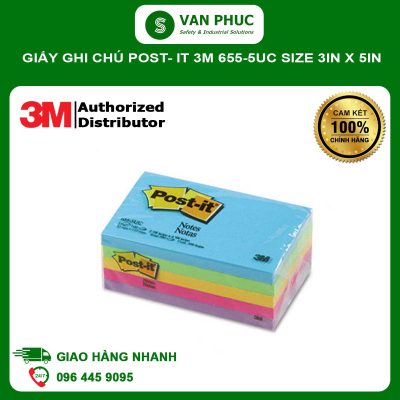 Giấy ghi chú post- it 3M 655-5uc size 3in x 5in