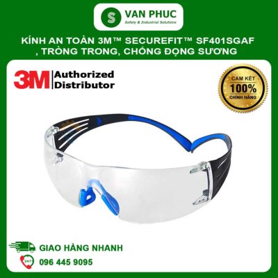 Kính An Toàn 3M™ Securefit™ SF401SGAF, Tròng Trong, Chống Đọng Sương Scotchgard™